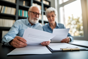 couple-agee-documents-bureau-flou