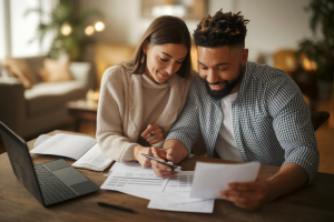 couple-table-bois-documents-ordinateur