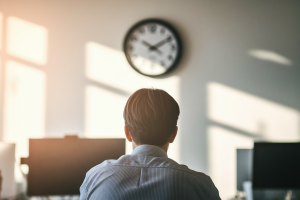 personne-dos-assise-bureau-horloge