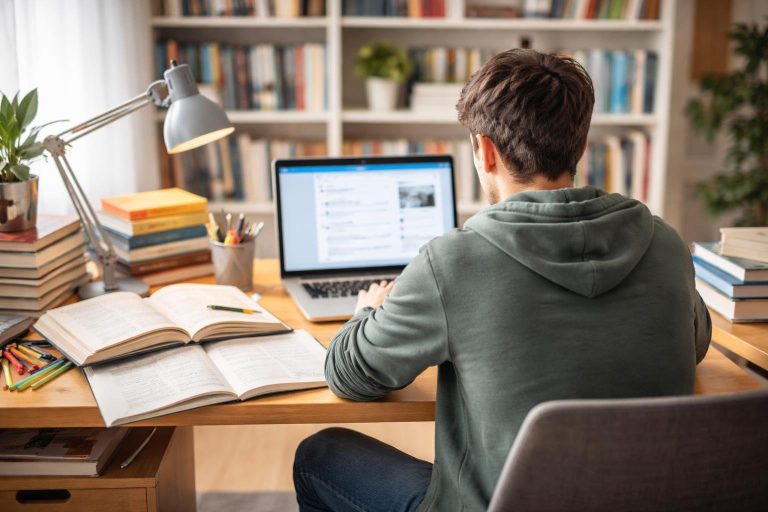 etudiant-bureau-ordinateur-livres-echelon