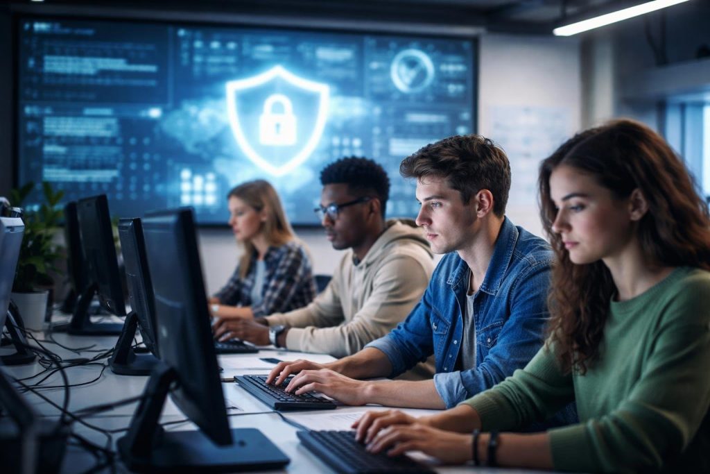 jeunes-adultes-ordinateurs-cybersecurite-tableau-numerique