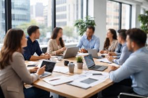 bureau-moderne-employes-table-reunion