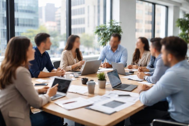 bureau-moderne-employes-table-reunion