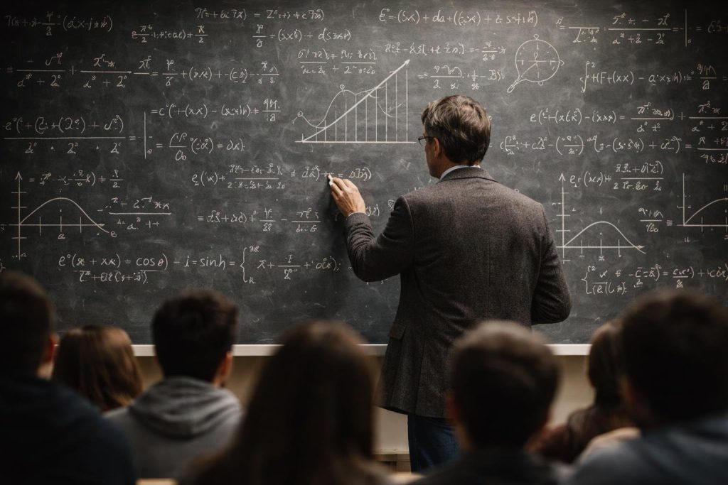 tableau-noir-formules-professeur-etudiants