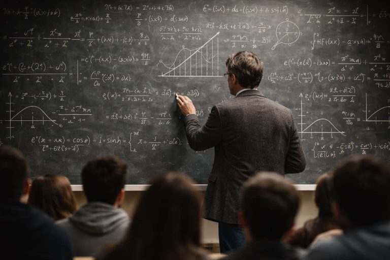 tableau-noir-formules-professeur-etudiants