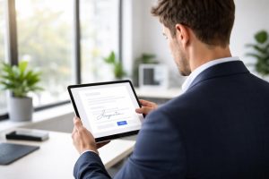 professionnel-tablette-bureau-moderne-plantes
