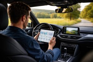 voiture-route-campagne-tablette-flou